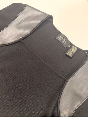 Dana Buchman Black Sweater Top with Leather